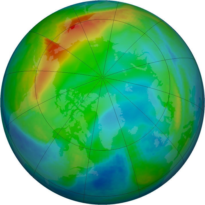 Arctic ozone map for 30 November 1990